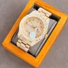 Modeheren horloges 42 mm gouden wijzerplaat Mechanische beweging Automatisch horloge
