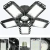 Wall Lamp Adjustable LED Garage Lights Bulb Deformable Panels E26/E27 Shop Light Black Foldable Ceiling