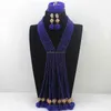 Collana Orecchini Set Fashion Royal Blue / Sfera di cristallo Bigiotteria Matrimonio nigeriano Perline africane HD8427