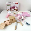Nova mesa de maquiagem simulada para crianças de madeira penteadeira estilo família pequena princesa menina brinquedo de madeira idades 3-4 a 6
