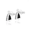 Stud Earrings Twinkling Christmas Tree Earring With Clear CZ 925 Sterling-Silver-Jewelry