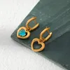 Hoop Earrings Simple Blue Zircon Love Pearl Hoops Western For Women