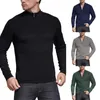 Herrtröjor Mens1/4 Zip-up Pullover Sweatshirt V Neck Jacket Varm fleece tröja Knit Topp Keep Long Sleepe