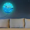 Duvar Saatleri Uçan Uçak Mavi Gökyüzü Modern Tasarım Aydınlatılmış Saat Uçuş Kanadı Birimi Aydınlık Başucu Gece Lambası