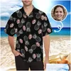 Chemises décontractées pour hommes Yescustom T-shirt Ananas Noir Personnalisé Visage Cardigan Plage Tee Imprimé Doux Fête Chemise Hawaïenne Blouses Tops Pet Dhcmh