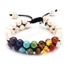 7 Chakra Beads Lava Rock Men Bransoleta podwójna warstwowa Row Regulowana UNISEX Joga Kamienna Energia Uzdrawianie Kamienie