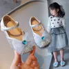 Nya barnskor Pearl Rhinestones Shining Spring Kids Princess Shoes Baby Girls Shoes For Party and Wedding Shoes Storlek 21-35