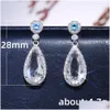 Cuelga la lámpara Cubic Zirconia Pendientes de gota de agua Diamante Mujeres Anillos de oreja Cuelga Compromiso Boda Joyería de moda Will y Sand Dhzet