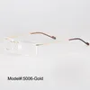 Montature per occhiali da sole Magic Jing Rimless Memory Metal Hinged RX Occhiali da vista ottici Miopia 5006