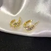 Pendientes de aro Uilz de lujo de Color dorado con forma de serpiente de circón para mujer, pendiente circular de Animal coreano, joyería elegante para el trabajo diario