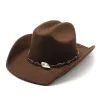 Autumn Winter Fedora Hat Cowboy Jazz Top Hats for Women Men Fedoras Wide Brim Cap Felt Caps Trilby Christmas Party Gift