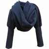 Scarves Fashion Winter Warm Solid Color Knitted Wrap Scarf Crochet Thick Shawl Cape With Sleeve For Women And Men Leeves