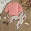 Clothing Sets Toddler Girls Long Sleeve Ruffles T Shirt Pullover Tops Cartoon Cow Prints Pants Little Girl's Outfits Blanket Wrap Set