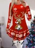 Casual Dresses Santa Print Christmas Party For Women 2023 Winter Long Sleeve O Neck T Shirt Dress Holiday Vestidos