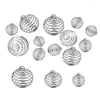 Pendant Necklaces 30PCS/Set Silver Plated Round Alloy Spiral Beads Cages Pendants Fashion Component Charms DIY Jewelry Making Bracelet