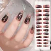 False Nails HEALLOR 24pcs DIY French Cloud Leopard Full Cover Square Ballerina Short Fake