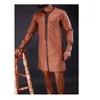 Tils -trajes masculinos 2023 Define Longsleeved bordado camisa de cor sólida calça casual 2 peça Festival Festival elementos Man Roupfits 230422