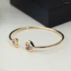 Bangle Fashion Bracelet Rose Gold Color Love Heart Cubic Zirconia Stones Open Women Party Jewelry Gift High Quality