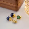 Dangle Earrings Minar Delicate Multicolor Natural Stone Lapis Malachite Pearl Drop For Women 18K Real Gold Plating Brass Long Earring