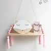 Decorative Objects Figurines Nursery Creative Kids Room Wooden Beads Tassel Wall Shelf Storage Organization swing shelf Hanging Decor 230422