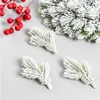 Faux Floral Greenery 2010 Pcs Artificial Flocking Pine Needles Branches Fake Tree DIY Leaves for Christmas Wreaths Party Holiday Decor 231123