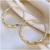 Hoop Huggie Gold Sier Color Big Earrings Thick Twist Circle Piercing For Women Female Statement Jewelry Gifts Drop Delivery Dhuvg