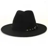 Berets Neon Yellow Solid Color Fedora Hat With Belt Buckle Women Men Wide Brim Sum Protection Panama Jazz Top For Party