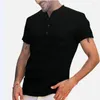 Men's Casual Shirts Men's Standing Collar Cotton Linen Short Sleeved Shirt 2023 Male Button Down Designer Clothes Tops For Men T-Shirts