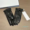 luxury designer gloves women real leather with push c letter heart winter keep warm thicker windproof pearl five fingers gloves mittens