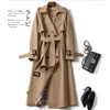 Trench da donna Cappotto lungo invernale con camicia da donna Cappotto frangivento marrone Coreano Plus Capispalla casual di grandi dimensioni Ispessimento Moda 4XL