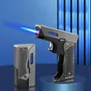 Lighters Jet No Gas Torch Gun Lighter Pistol Metal Creative Folding Electric Plasma Butane Flame Windproof Rechargeable Usb Dual Arc