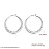 Hoop Earrings 3.4cm Big Solid Circles High Quality Silver Plated De Prata Brinco Women's Fashion Jewelry