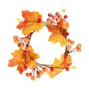 Decorative Flowers Maple Pumpkin Wreath Leaf Decor Fake Tabletop Fall Berry Festival Simulation Silk Cloth Hanging Artificial Halloween