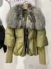 Womens Fur Faux Winter True Fox Collar White Duck Down Padded Jacket Regelbundet Fashion Warm Large Coat 231122