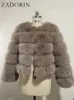 Womens Fur Faux Zadorin Long Sleeve Artificial Fox Coat Winter Fashion Thick Warm Clothing 231122