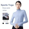 Chemises actives veste de sport Fitness vêtements de Yoga femmes sweats d'entraînement serrés en plein air course à manches longues fermeture éclair élastique trou de pouce haut