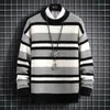 Men's Sweaters 2023 Winter Striped Thickened Warm Sweater Retro Harajuku Round Neck Loose Casual Knit Pullover Designer Clothing