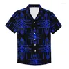 Men's Casual Shirts Luxury Design Summer Mens Shirt Short Sleeve Polynesian Tribal Tattoos Polyester Top Button Beach