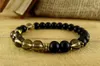 Strand Nature Matte Black Onyx Bracelets Yoga Mala Beaded Branslet Branslet Bracelet Prezent dla niego Biżuteria Medytacja Reiki