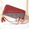 Wallets Sequins Patchwork Women's Pu Leather Long Glitter Fashion Zipper Coin Purse Female Large Capacity Card Holder Phone Bag