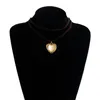 Choker gładki złoty kolor w zawieszki sercowe dla kobiet regulowana korea aksamitna miłość estetyka y2k akcesorium entuzjazm biżuteria