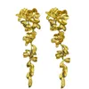 Stud Earrings Golden Flower Shoulder Sweeper