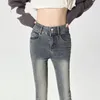 Dżinsy damskie zimowe kobiety bawełniane dżinsowe spodnie dżinsowe spodła elastyczna siła vintage streetwear high talia szczupłe spodni harajuku