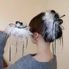 Klipy włosów harajuku koreańskie słodkie, inkrustowane dhinestone z pióra z piórkiem miłosne zapięcie wstążki dla kobiet estetycznych rzymskich wykwintnych akcesoriów punkowych