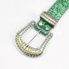 50% de réduction sur la nouvelle ceinture en PU large avec diamants pour hommes et femmes scintillants verts