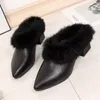 Slippers High Beauty Fur Slippers voor dames Half Sleepboot Rabbit Hair Herfst en winter Luie schoenen Mid Heel Muller Schoenen voor uitgaan 231123