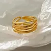 Anillos de racimo Vintage chapado en oro anillo de cadena multicapa para mujeres niñas compromiso boda fiesta punk joyería regalo Jz846