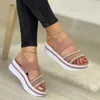 Sandalen 2022 Zomer Solid Solid Eén-line gesp dames Casual Sandals Platform Ronde hoofd Vrouwelijke Zomer Slippers Lady Casual Sandaal Sandaal Maat 35-43 AA230422