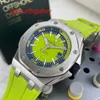 Ap Reloj de lujo suizo Royal Oak Offshore Series 15710st Acero de precisión Edición limitada Verde fluorescente Moda para hombre Ocio Negocios Deportes Buceo Mecánico W