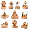 Ferris Wheel Carousel Musical Boxes Wooden Music Box Wood Crafts Retro Birthday Gift Vintage Home Decoration Accessories 30p310P